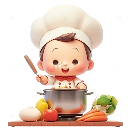 在做饭的小厨师
