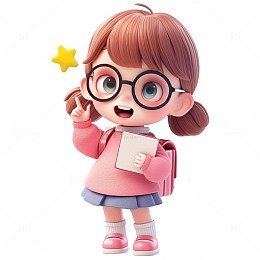 上课听课的学生卡通Q版