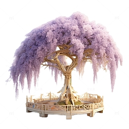 3D立体卡通紫藤花垂藤梦幻