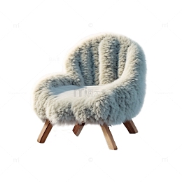 3D立体真实毛绒单人沙发家具
