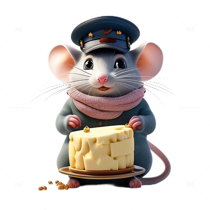 3D立体卡通老鼠偷吃奶酪可爱围巾
