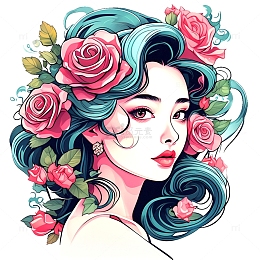 彩妆女孩插画