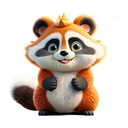 3D立体卡通可爱浣熊毛绒绒