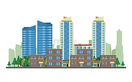 社区房屋建筑楼房元素