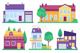 卡通住宅住房插画元素