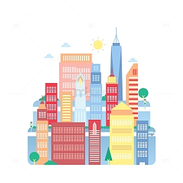 卡通建筑住宅插画元素