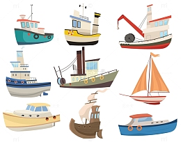 卡通船只交通工具
