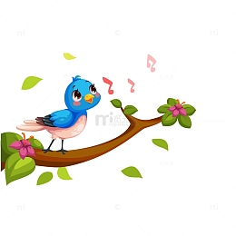 可爱的夜莺歌唱卡通矢量