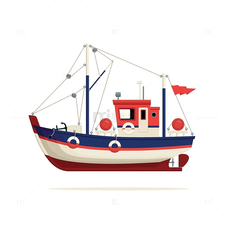 扬帆起航的木船
