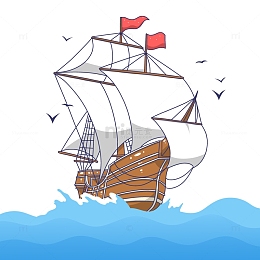 波涛汹涌中行驶的帆船