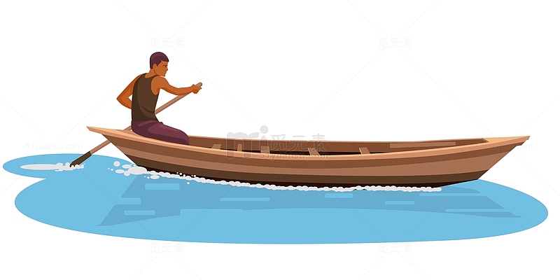 一个男子正在划桨