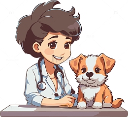 耐心给小狗看诊的兽医