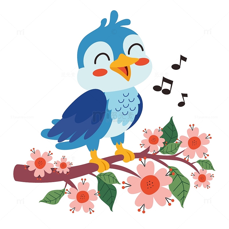 在花枝上唱歌的小鸟