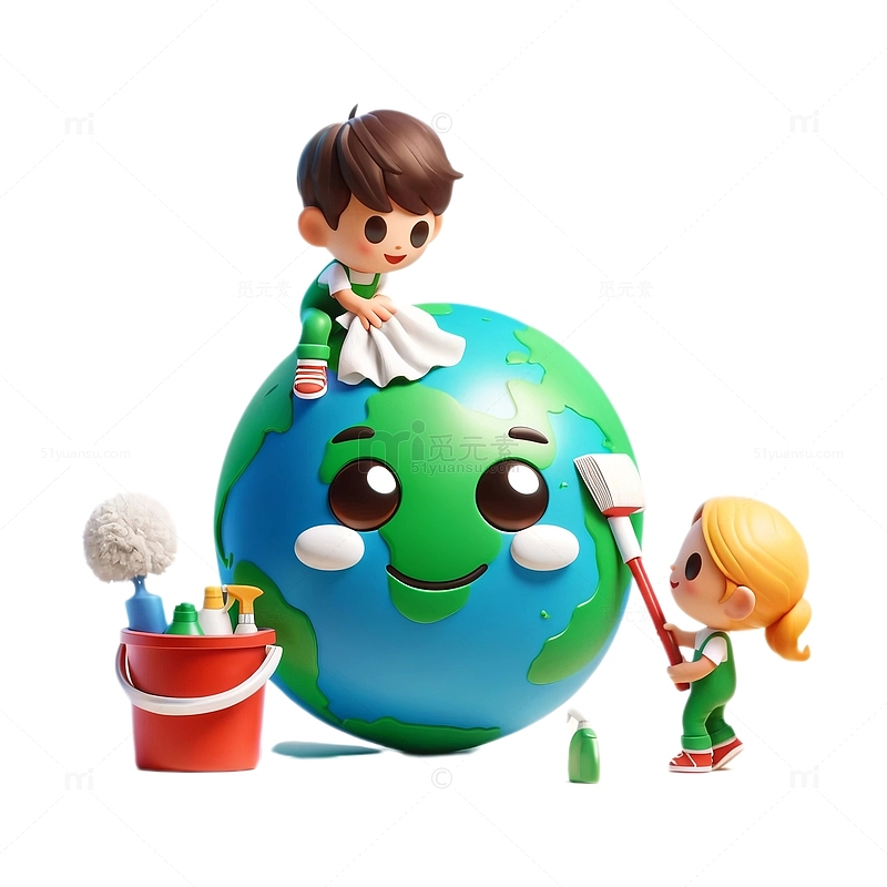 世界地球日卡通3D素材
