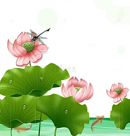 荷花清新手绘插画元素