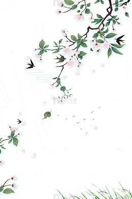 谷雨惊蛰雨水桃花元素
