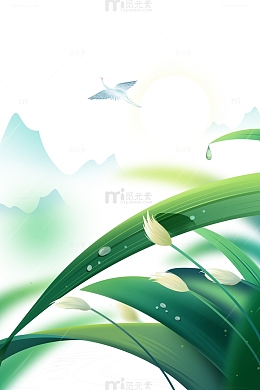 谷雨雨水植物清新元素