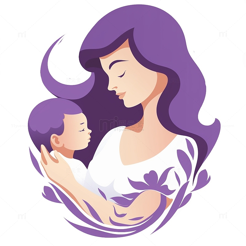 母亲节紫色简洁logo