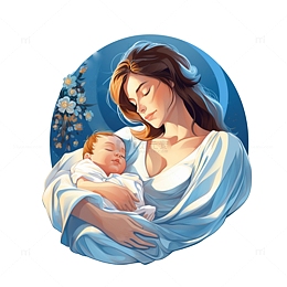手绘风格母婴主题插画