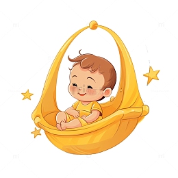 摇篮可爱婴儿免扣元素