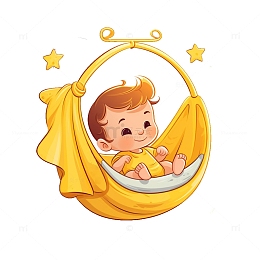 可爱婴儿摇篮免扣元素