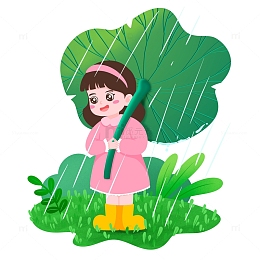 谷雨人物场景叶子