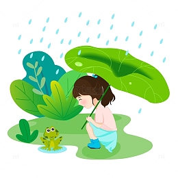 谷雨人物手插画