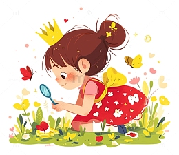 观察昆虫的小女孩