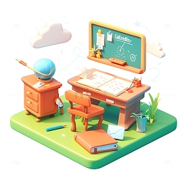 3D教室书房看书学习房间