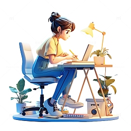 3D女孩在办公场景图标