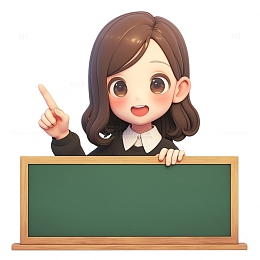 动漫教师拿着黑板展示