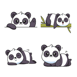 可爱的手绘熊猫