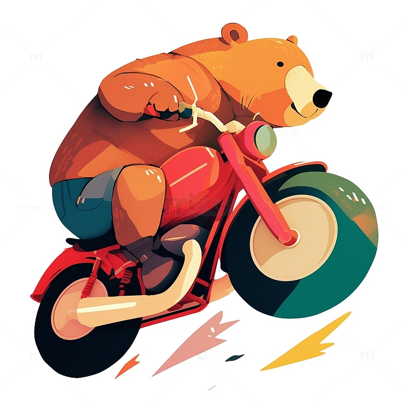 骑摩托车的熊插画
