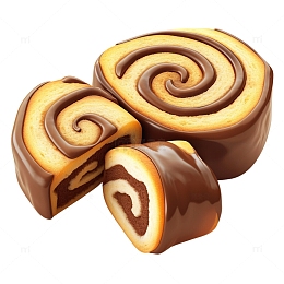 巧克力美味的瑞士卷面包蛋糕