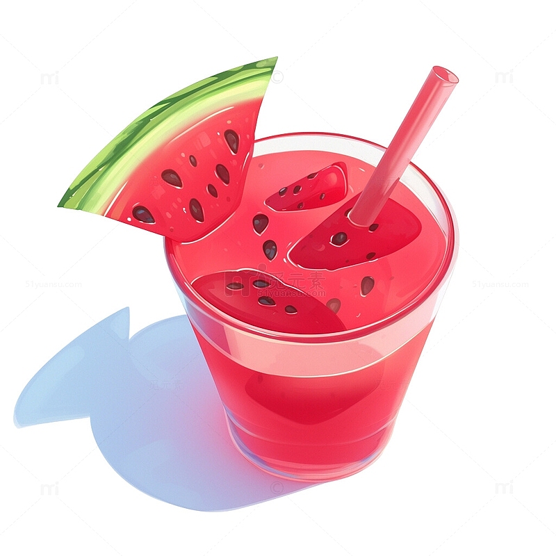 红色西瓜汁插画