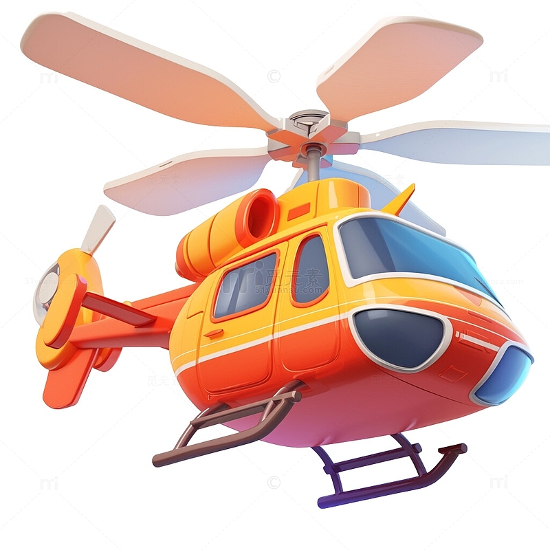 3D卡通风格直升飞机
