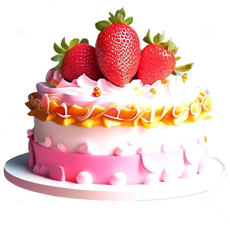 粉色草莓生日蛋糕