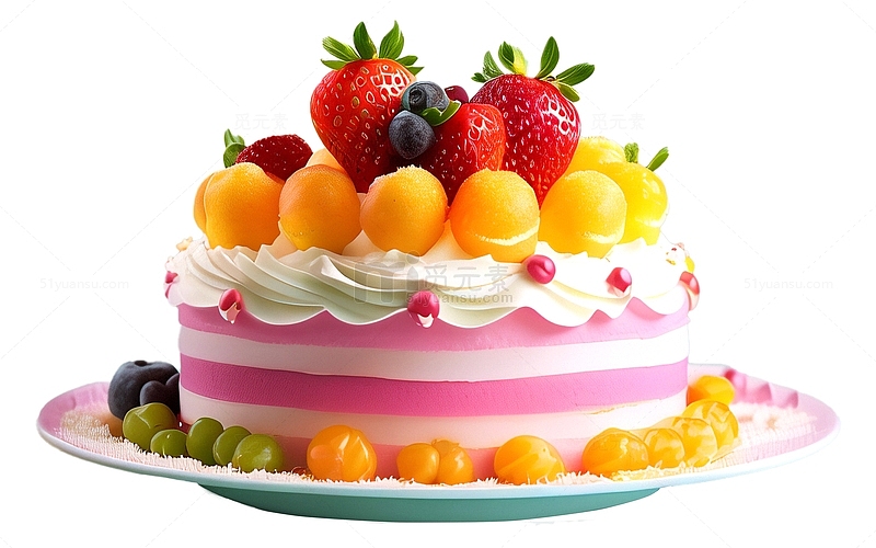 水果草莓彩色蛋糕