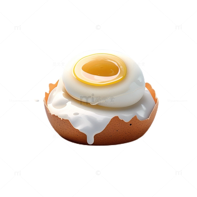 3D立体卡通煎蛋半个食物