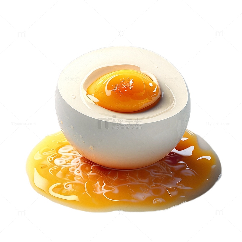 3D立体卡通煎蛋半个食物早餐