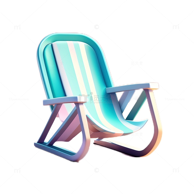 3D立体卡通夏日躺椅青色