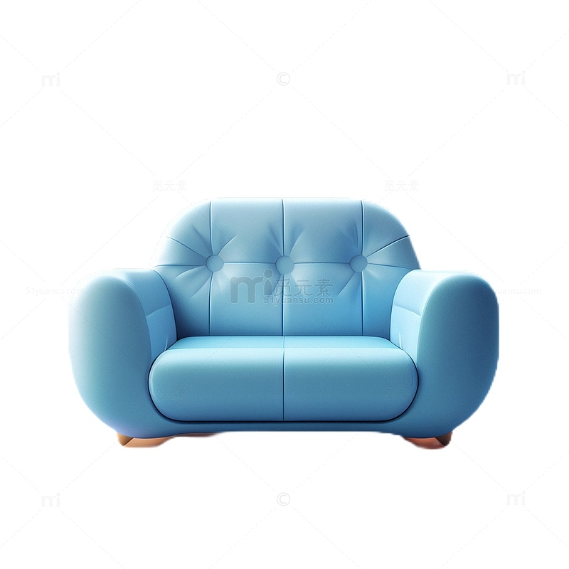 3D立体卡通沙发可爱蓝色软糯