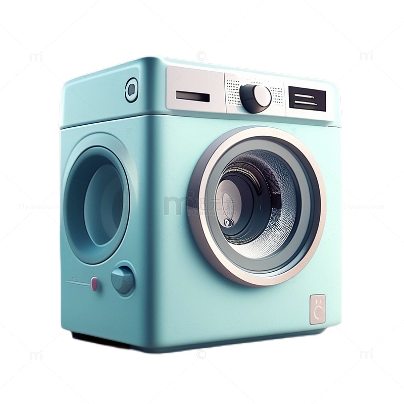 3D立体真实洗衣机电器青色