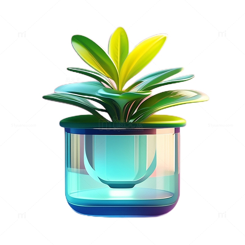 3D立体卡通植物水培绿色