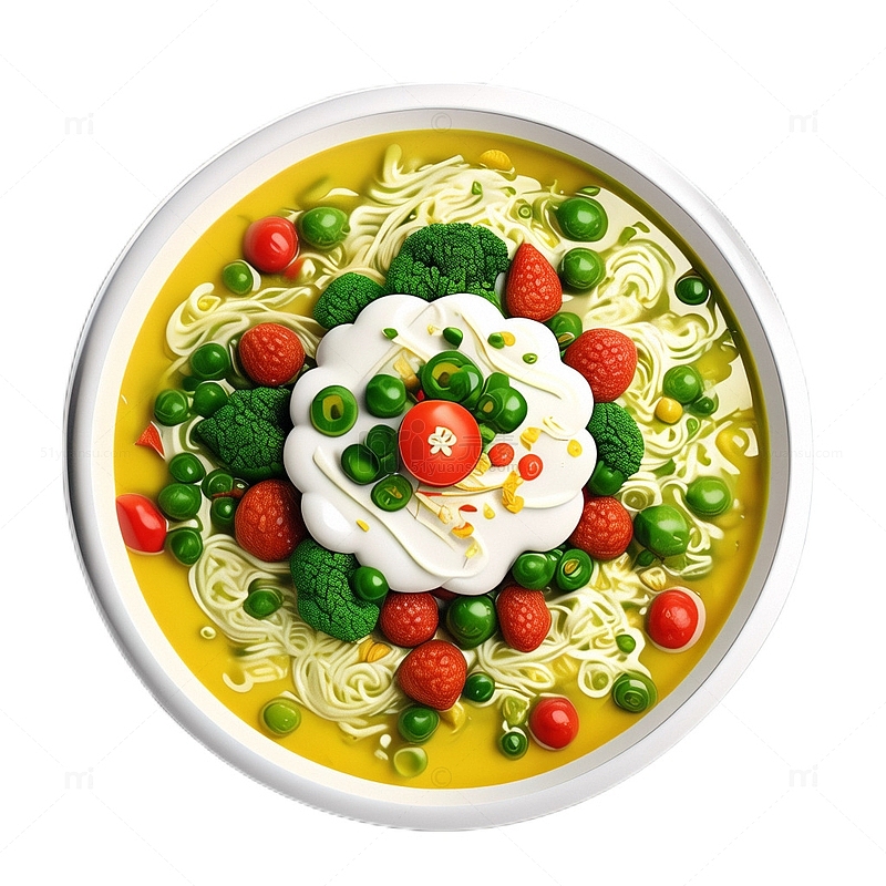 3D立体卡通酸菜面荷包蛋食物