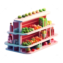 3D立体卡通货架蔬菜超市商品