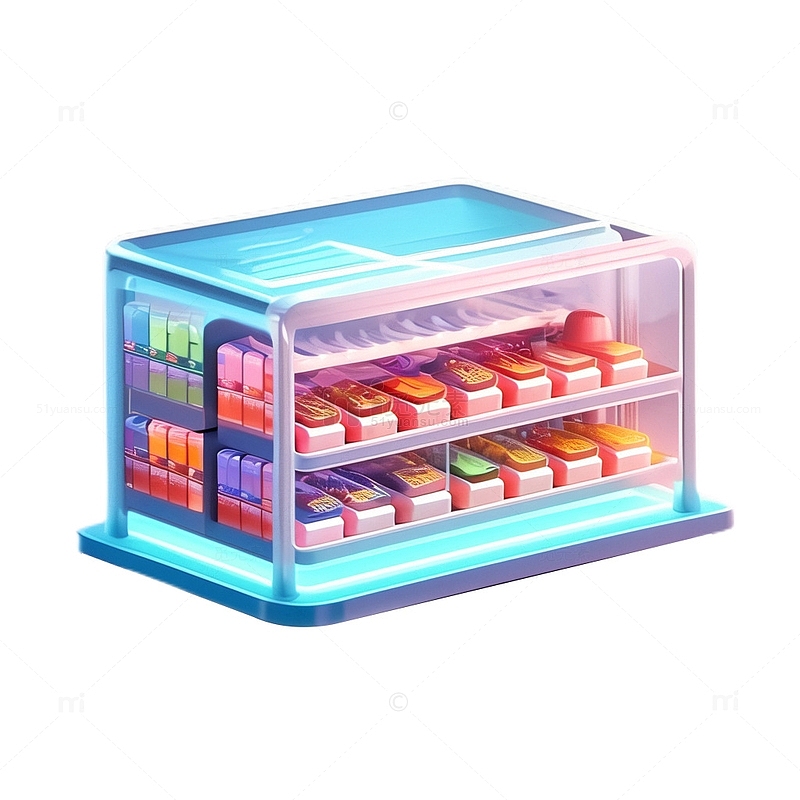 3D立体卡通冰柜牛奶超市商品