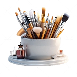 3D立体卡通笔筒化妆刷白色刷子