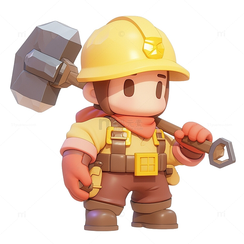 矿工挖矿职业3D图标2