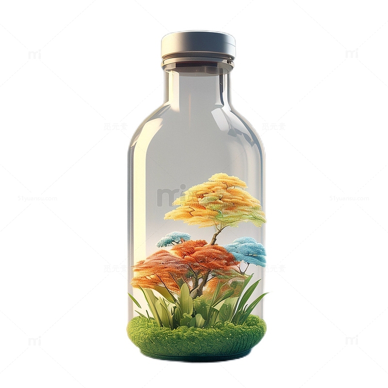 3D立体卡通瓶中世界植物唯美玻璃